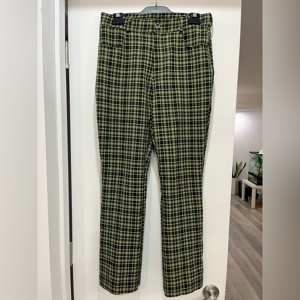 Vintage Bodyguard High Waisted Trousers Size L Green Pants 90s Minimalist